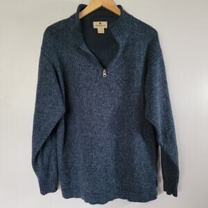 Woolrich Wool Sweater Mens M Navy Preppy Cozy Ski Chalet Business Casual *READ